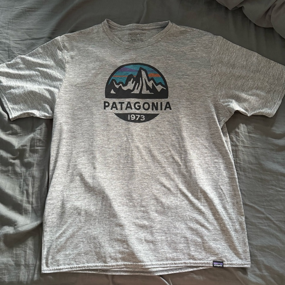 Patagonia Heather Gray Capilene Shirt Fitz Roy Size Medium